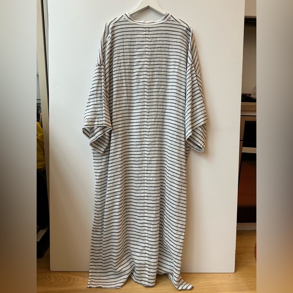 ESBY APPAREL- Gemma Sheer Striped 100% Linen Maxi Caftan Dress - 3X / 4X - Picture 7 of 15